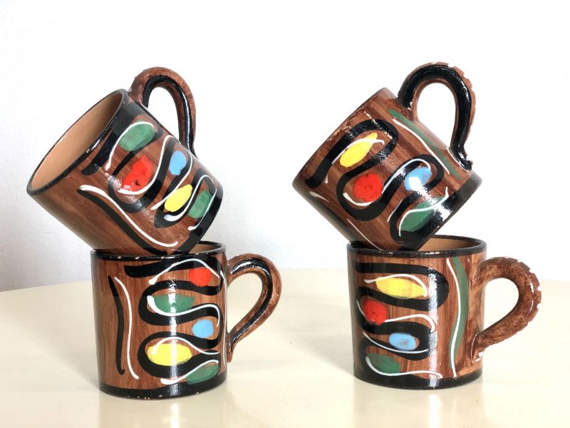 Set of 4 DERUTA Ceramic Mugs 1960s Made in Italy