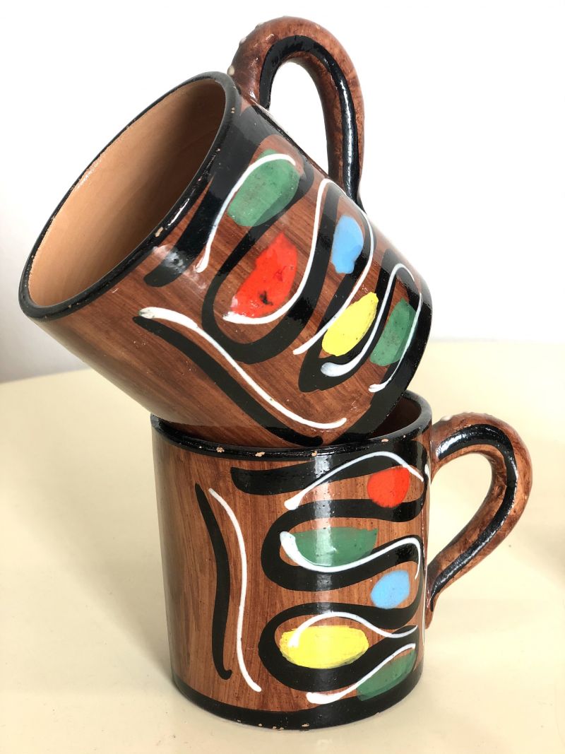 Set Di 4 Tazze Da Caffè Espresso In Ceramica Con Piattini - 141,7 Ml, Design Floreale, Adatti A Microonde E Lavastoviglie