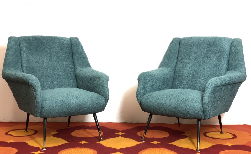 Pair of MINOTTI armchairs 1960s Design Gigi Radice - Made in Italy -