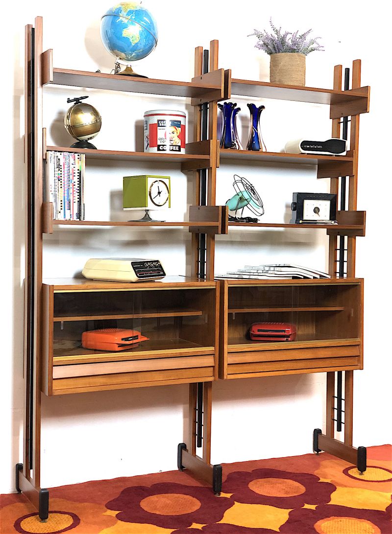 Libreria Teack Vintage 2 Campate  Anni 60 - Made in italy -