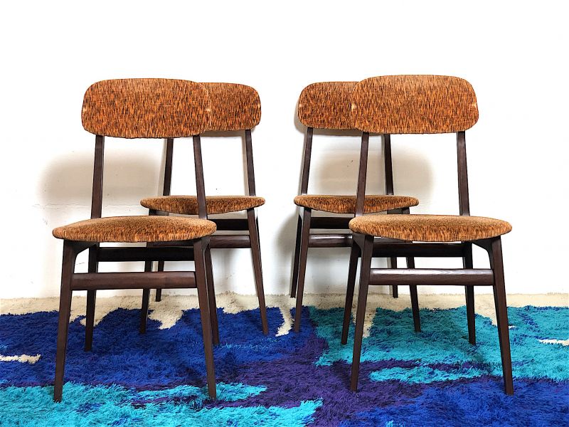 Set of 4 1960s Teack Chairs Made in Italy