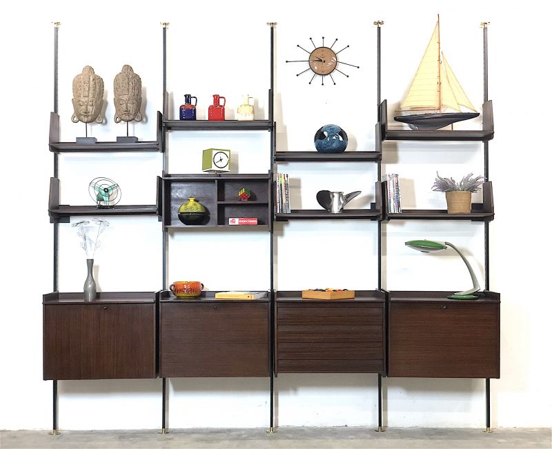 Four-Span Sky-Earth Modular Bookcase from the 1960s - Made in Italy -