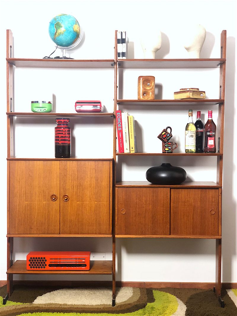 Libreria Bifacciale Vintage Anni 60 a due campate Made in Italy