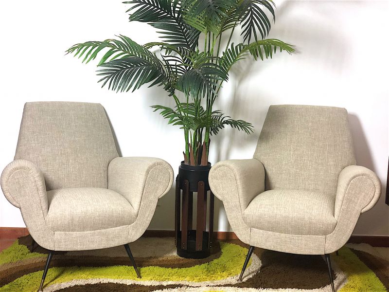 Coppia di Poltrone Vintage Gigi Radice By Minotti Anni 50  Made in Italy 