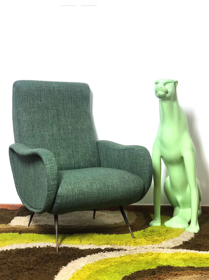 POLTRONA  LADY  Dark Green  Anni 50 Design Attribuito Marco Zanuso Made in Italy
