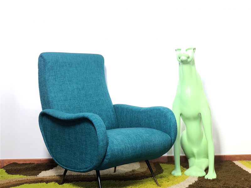 LADY ARMCHAIR Sky.Blue 50s Design Attributed Marco Zanuso Made in Italy