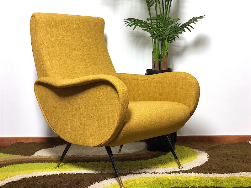 ARMCHAIR LADY Lt.Yellow Years 50s Design attributed Marco Zanuso Made in italy