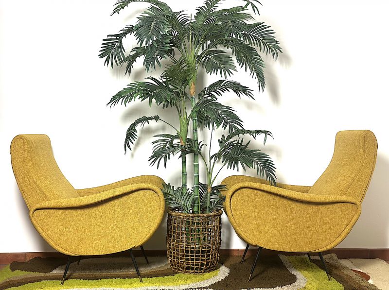 Coppia di Poltrone  LADY  Lt.Yellow Anni 50 Design Attribuito Marco Zanuso Made in Italy