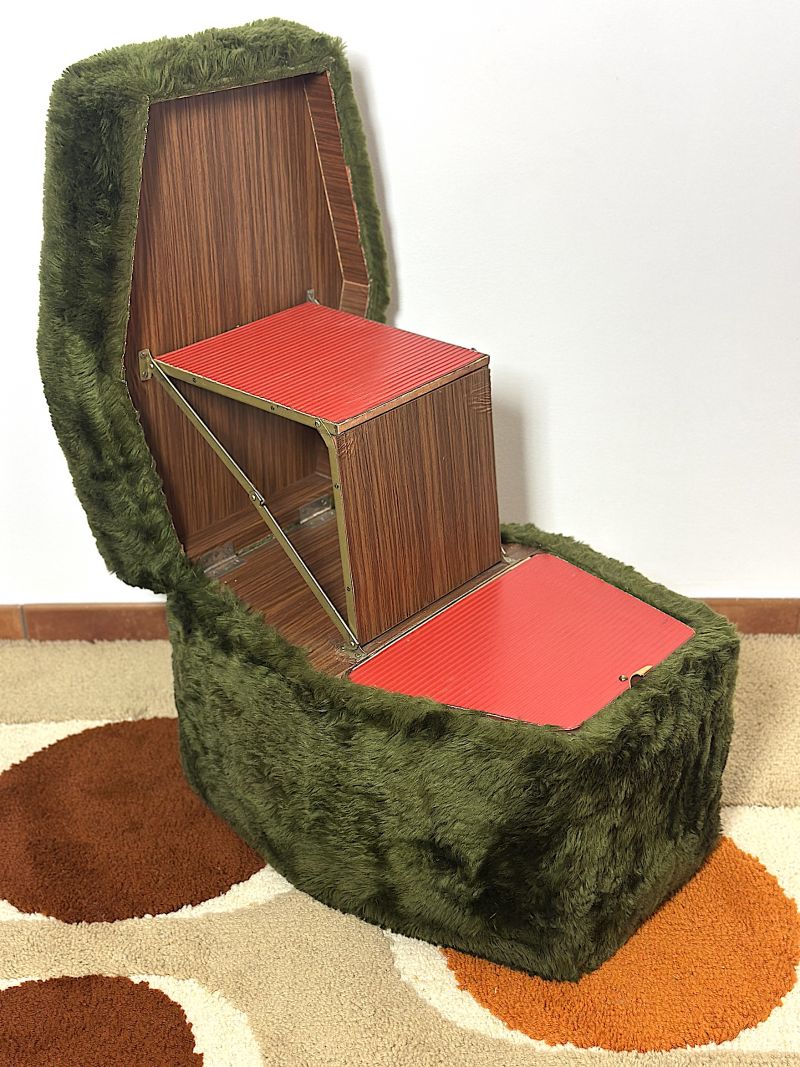 Pouf Green - Vintage 70s Multifunctional Stool Made in Italy