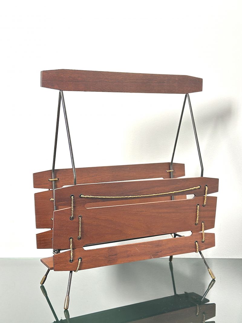 Portariviste Vintage in Legno e Metallo  Anni 60 Made in Italy