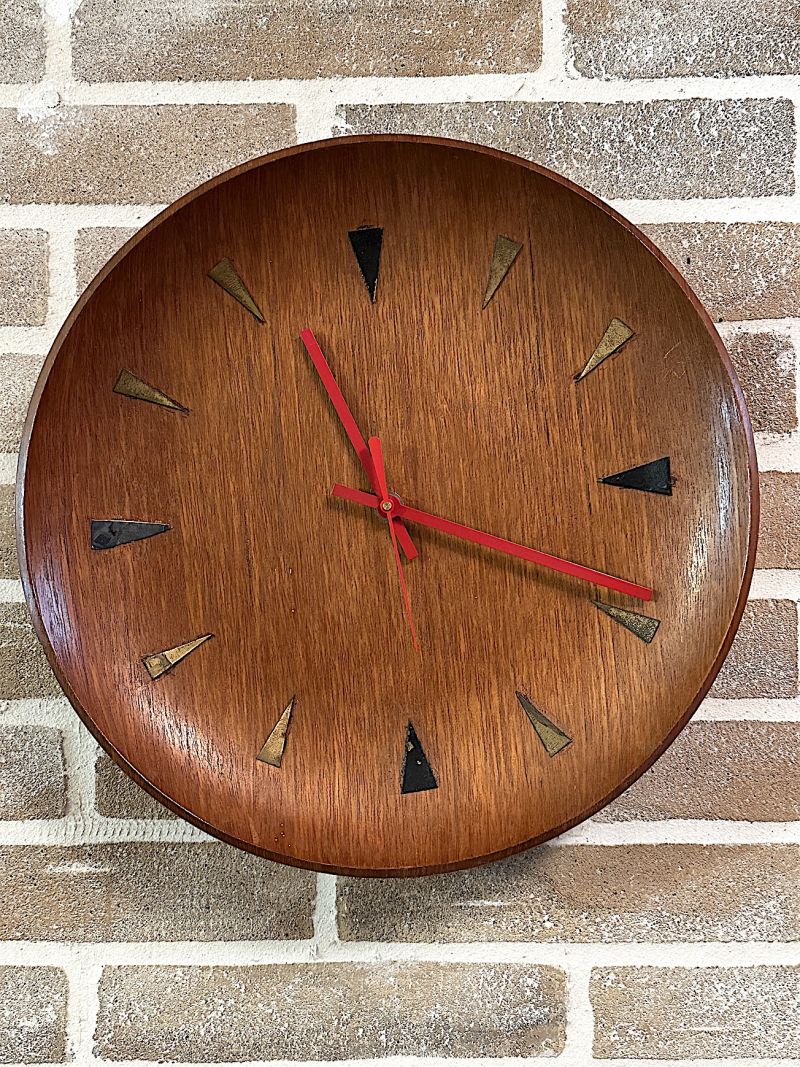 Mid-Century Teak Wall Clock, 1960s – Made in Italy