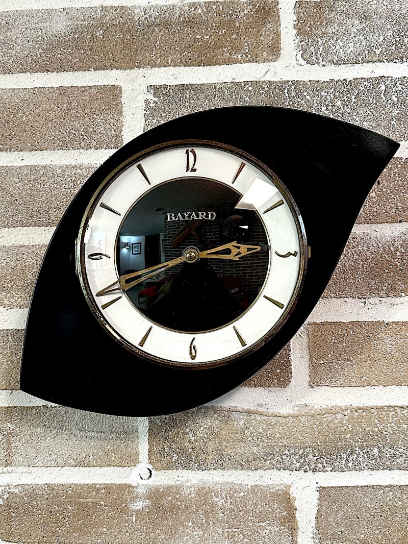 1960s Mid-Century Modern Asymmetrical Bayard Wall Clock – Made in France –