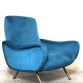 LADY ARMCHAIR Blue Cobalt 1950s Design Marco Zanuso Made in Italy