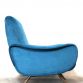 LADY ARMCHAIR Blue Cobalt 1950s Design Marco Zanuso Made in Italy