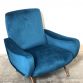 LADY ARMCHAIR Blue Cobalt 1950s Design Marco Zanuso Made in Italy