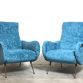 Pair of Armchairs LADY Lt. Blue 50s Design attributed Marco Zanuso Made in Italy