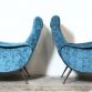 Pair of Armchairs LADY Lt. Blue 50s Design attributed Marco Zanuso Made in Italy