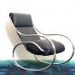 Chrome & Black Leather Sculptural Rocking Chair by Heals, 1970s Made in London