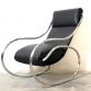 Chrome & Black Leather Sculptural Rocking Chair by Heals, 1970s Made in London