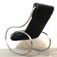 Chrome & Black Leather Sculptural Rocking Chair by Heals, 1970s Made in London