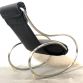 Chrome & Black Leather Sculptural Rocking Chair by Heals, 1970s Made in London