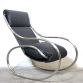 Chrome & Black Leather Sculptural Rocking Chair by Heals, 1970s Made in London