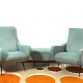 Coppia di Poltrone LADY & Pouf Sky Blue  Anni 50 Design Attribuito Marco Zanuso Made in Italy