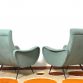 Coppia di Poltrone LADY & Pouf Sky Blue  Anni 50 Design Attribuito Marco Zanuso Made in Italy