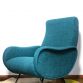 LADY ARMCHAIR Sky.Blue 50s Design Attributed Marco Zanuso Made in Italy