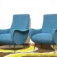 Coppia di Poltrone  LADY  Lt. Blue Anni 50 Design Attribuito Marco Zanuso Made in Italy