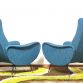 Coppia di Poltrone  LADY  Lt. Blue Anni 50 Design Attribuito Marco Zanuso Made in Italy