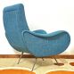 POLTRONA  LADY  Sky.Blue  Anni 50 Design Attribuito Marco Zanuso Made in Italy